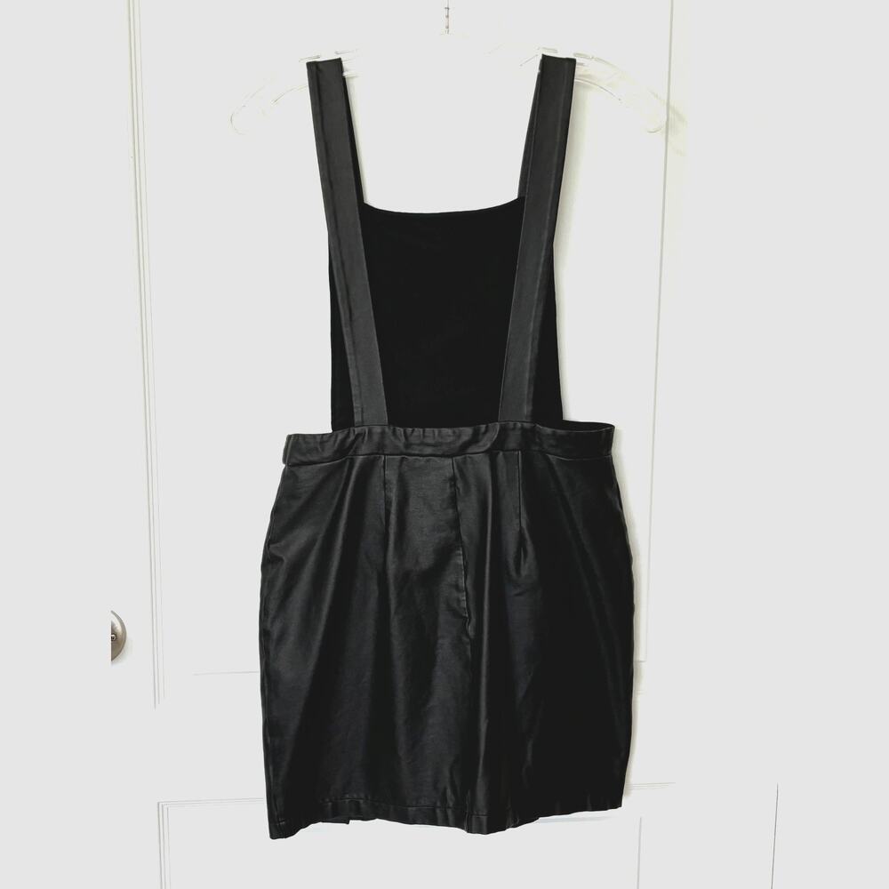 Wild Fable Small Black Vegan Faux Leather Jumper Mini Dress Academia Moto Casual - Picture 2 of 7